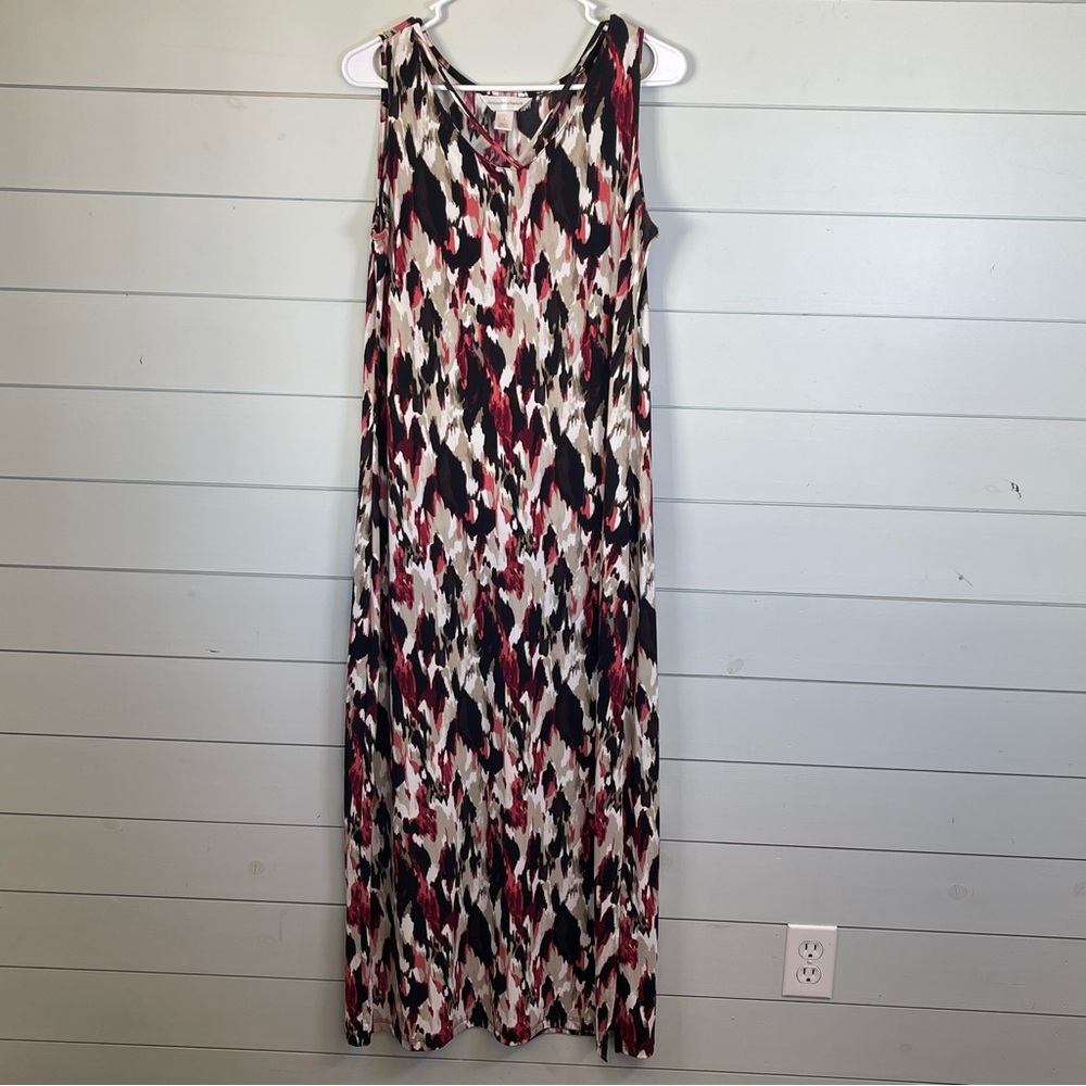 Christopher & Banks cream black abstract maxi dress women's‎ size small